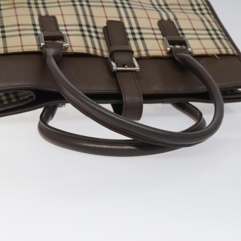 BURBERRY Nova Check Tote Bag Canvas Beige Silver Auth 118228 - Picture 7 of 16